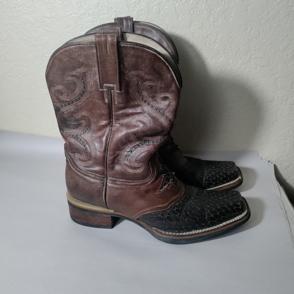 Pistolero Leather Brown & Black  cowboy boots Size 8.5